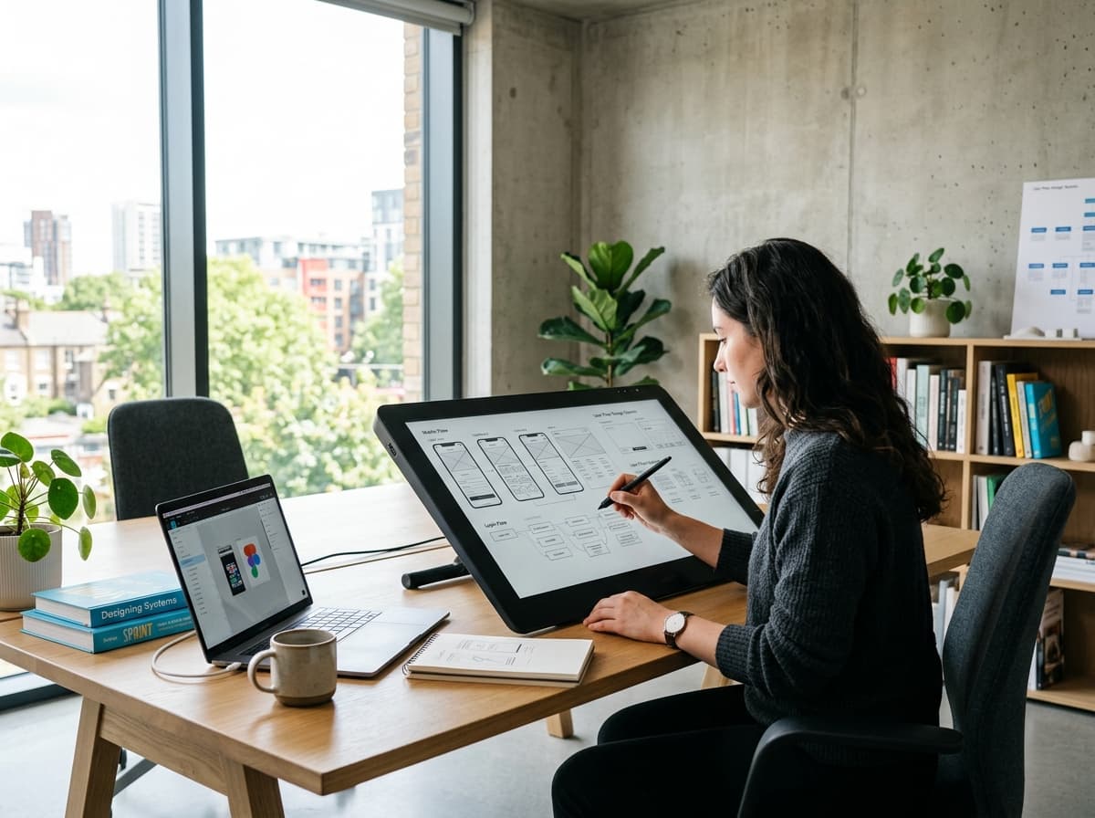 Responsive marketing website mockups on mobile and desktop